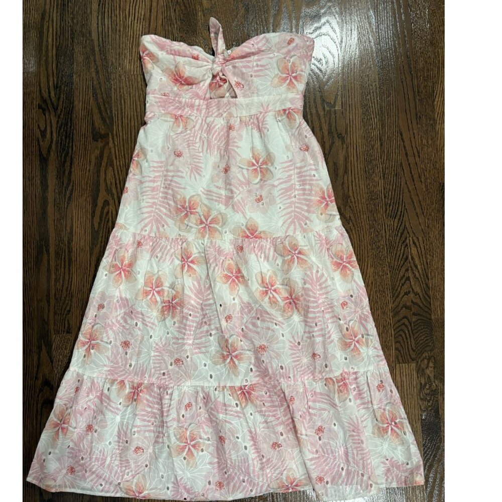 Hello Molly Pink Flower Strapless Dress US4